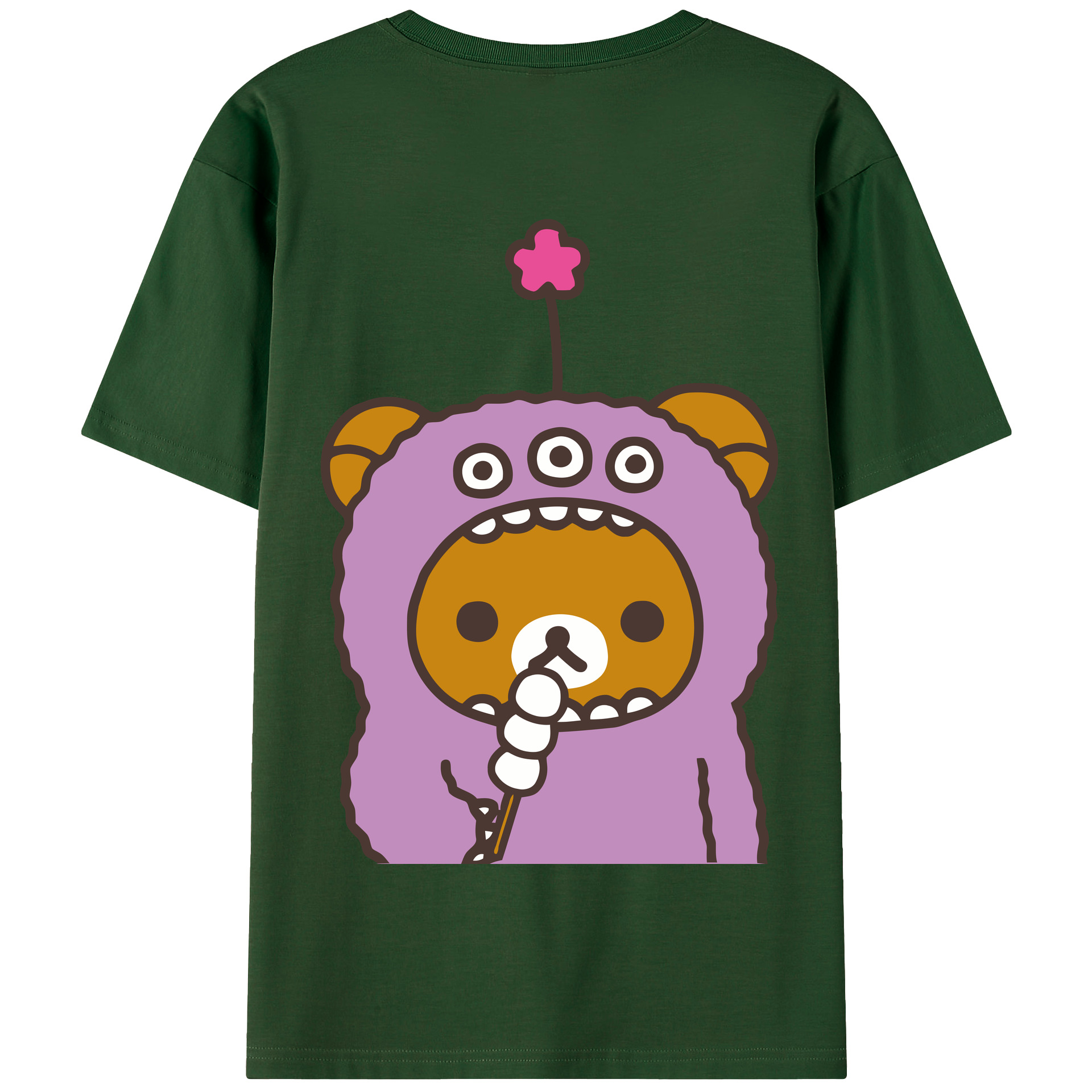 （画像用） リラックマ リラックマ キイロイトリ Rilakkuma Korilakkuma Kiiroitori 綿100％半袖Tシャツ（背面プリント）